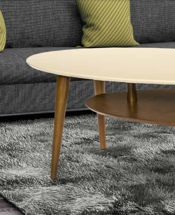 Orta sehpa OSM 11826 ELİPS Model İki Kat Parlak Krem Ceviz Kayın ayak El Yapım  - Image 1