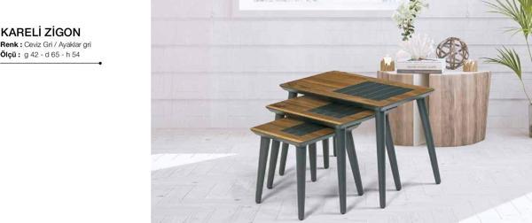 Zigon OSM 11813 KARELİ MODEL Parlak Ceviz Gri Natüre Kayın RETRO ayak El Yapım - Image 1