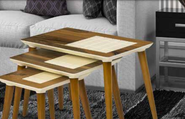 Zigon OSM 11814 Kareli MODEL Parlak Ceviz Krem renk boya Kayın torna ayak El Yapı - Image 1
