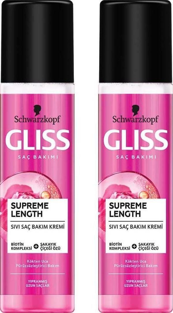 Gliss Supreme Length Uzun Saçlara Özel Durulanmayan Sıvı Saç Kremi 200 ml x 2 Adet - Image 1