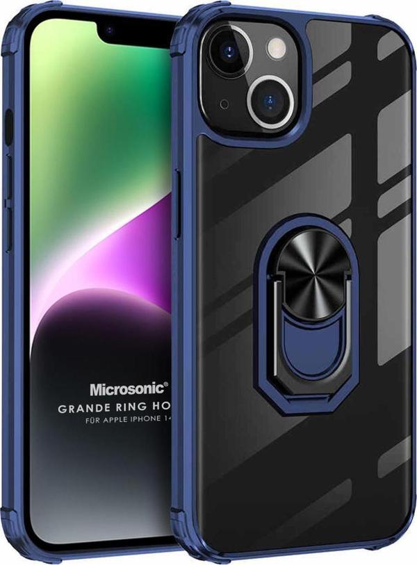 Microsonic Apple iPhone 14 Plus Kılıf Grande Clear Ring Holder Lacivert - Image 1