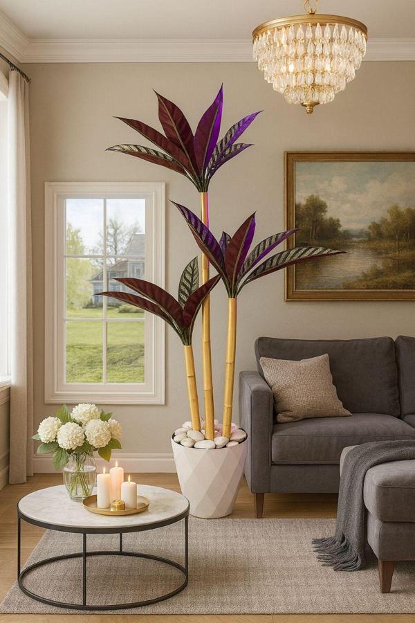 YAPAY KILIÇ AĞACI 3 GÖVDELİ 1.50 CM YAKAMOZ SAKSI VE DOLOMİT TAŞI DAHİLDİR - Image 1