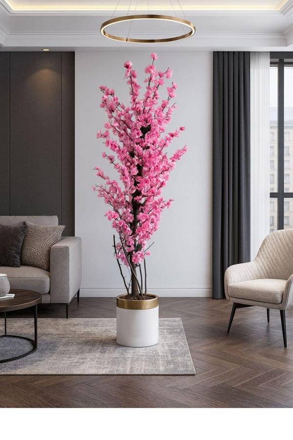 Yapay Kiraz Çiçeği 180 Cm Lüx Metal Saksı Dahil - Image 1
