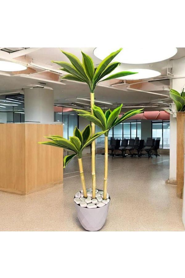 YAPAY KILIÇ AĞACI 3 GÖVDELİ 1.50 CM YAKAMOZ SAKSI VE DOLOMİT TAŞI DAHİLDİR - Image 1