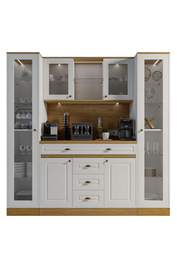 Mikel Masalı Kahve Köşesi Led Aydınlatmalı %100 Mdf Ücretsiz Montaj 200*45*200 - Image 1