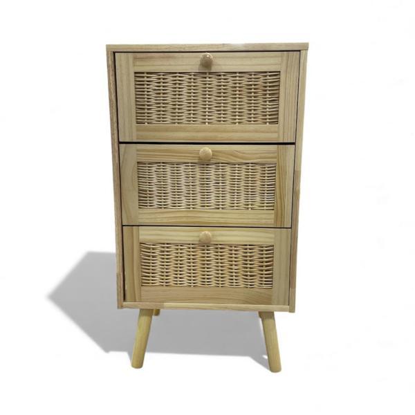 Panalı Masif Rattan 3 Çekmeceli Düzenleyici Dolap BM07 - Image 1