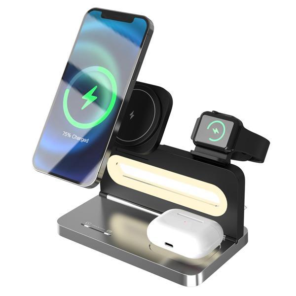 S-Link Sw-Cwf120 Siyah Telefon Kulaklık Akıllı Saat 15W 3 İn 1 Magsafe Kablosuz Şarj Cihazı - Image 1