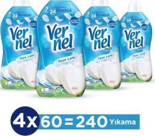 Vernel Max Konsantre Çamaşır Yumuşatıcısı 4 x 1440ml (240 Yıkama) Taze Lale - Image 1