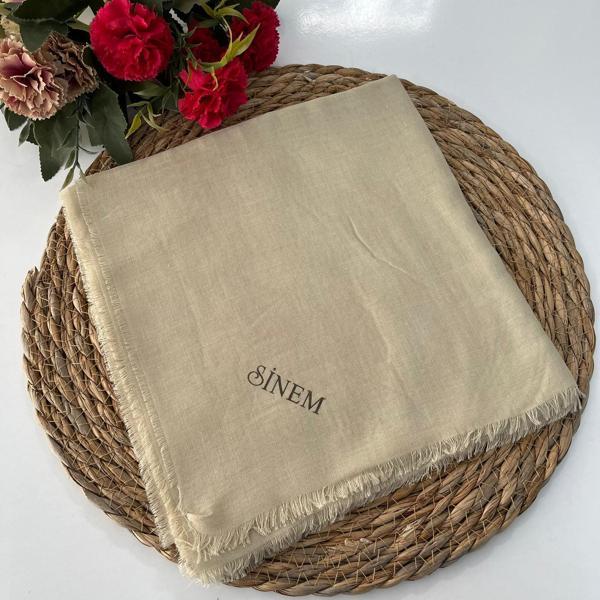 Sinem Düz Renk İnce Çekme Koton Pamuk Eşarp XTZ0126 - Image 1