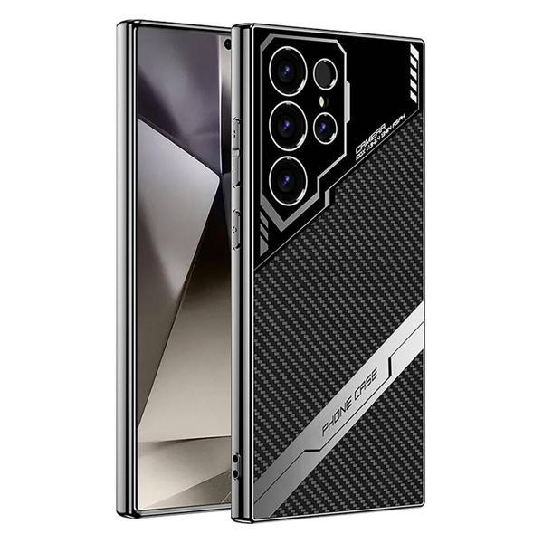 Galaxy S24 Ultra Kılıf Kamera Korumalı Karbon Tasarım MKST Yeni Seri Procase Kapak-Siyah Karbon - Image 1