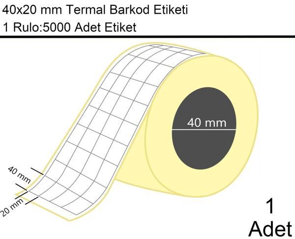 40x20 mm Termal 4'lü Ürün Barkod Etiketi 5000'li Sarım 1 Rulo Etiket - Image 1