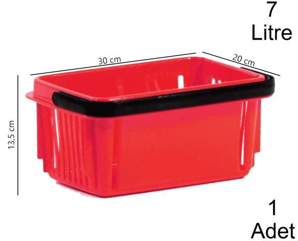 7 Litre Plastik Kozmetik Alışveriş El Sepeti Kırmızı 1 Adet - Image 1