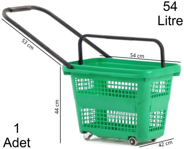 54 Litre 4 Tekerlekli Plastik Alışveriş El Sepeti Yeşil 1 Adet - Image 1