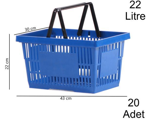 22 Litre Plastik Market Alışveriş El Sepeti Mavi 1 Koli:20 Adet - Image 1