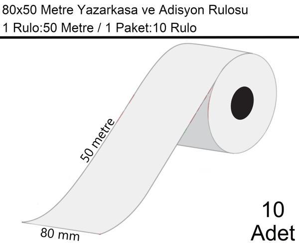 80x50 Metre Termal Yazarkasa ve Adisyon Rulosu 1 Paket:10 Adet Rulo - Image 1