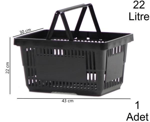 22 Litre Plastik Market Alışveriş El Sepeti Siyah 1 Adet - Image 1