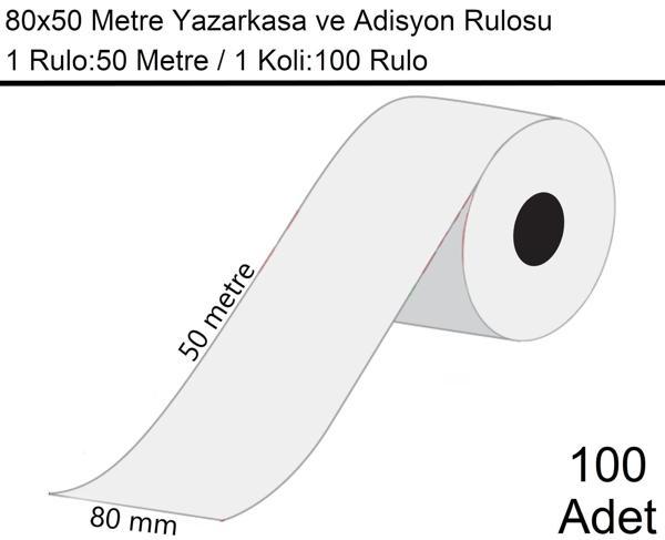 80x50 Metre Termal Yazarkasa ve Adisyon Rulosu 1 Koli:100 Adet Rulo - Image 1