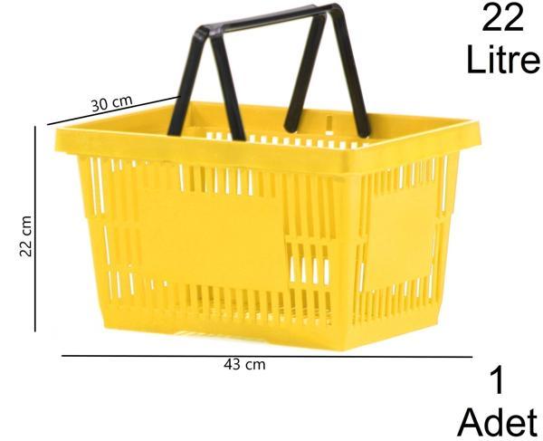 22 Litre Plastik Market Alışveriş El Sepeti Sarı 1 Adet - Image 1