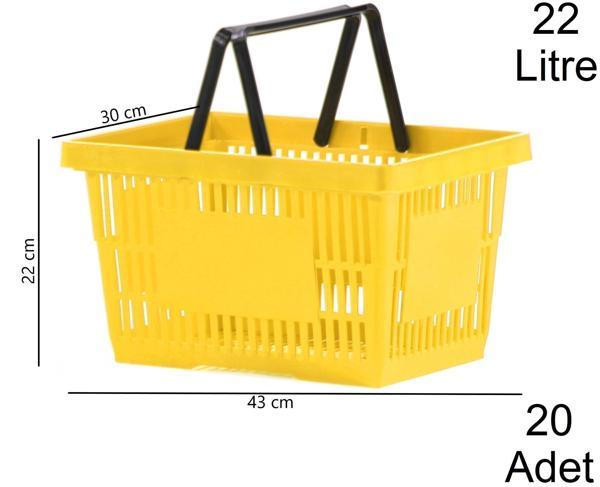 22 Litre Plastik Market Alışveriş El Sepeti Sarı 1 Koli:20 Adet - Image 1