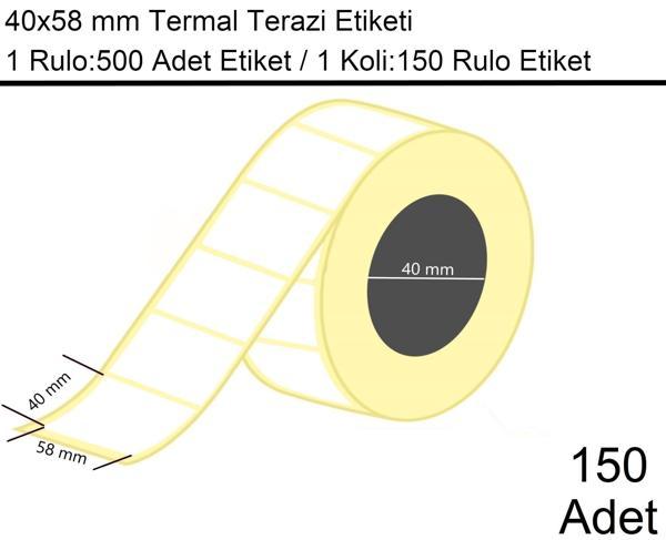 40x58 mm Termal Terazi Etiketi 500'lü Sarım 150 Rulo Etiket - Image 1