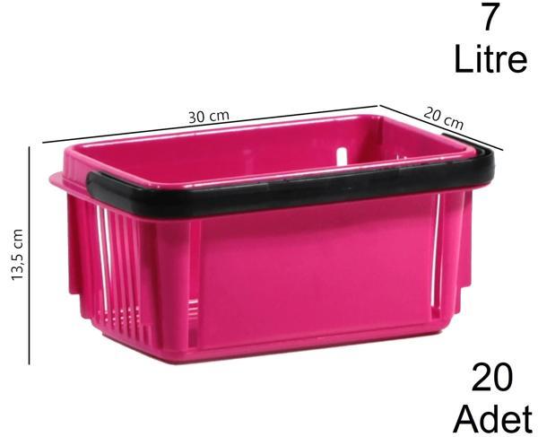 7 Litre Plastik Kozmetik Alışveriş El Sepeti Fuşya 1 Koli:20 Adet - Image 1