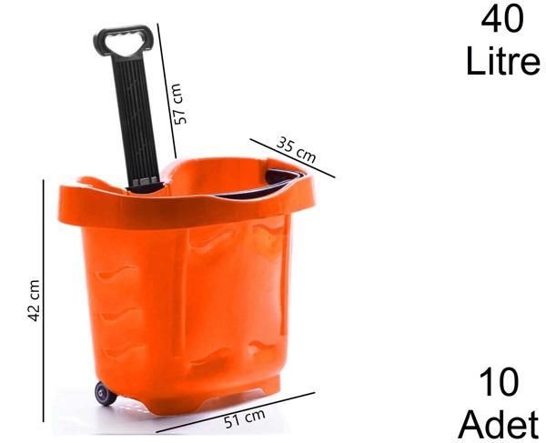 40 Litre 2 Tekerlekli Plastik Alışveriş El Sepeti Turuncu 1 Koli:10 Adet - Image 1