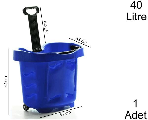 40 Litre 2 Tekerlekli Plastik Alışveriş El Sepeti Mavi 1 Adet - Image 1