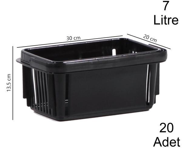 7 Litre Plastik Kozmetik Alışveriş El Sepeti Siyah 1 Koli:20 Adet - Image 1