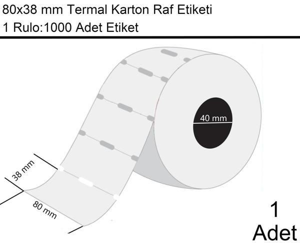 80x38 mm Karton Termal Raf Reyon Etiketi 1000'li Sarım 1 Rulo Etiket - Image 1