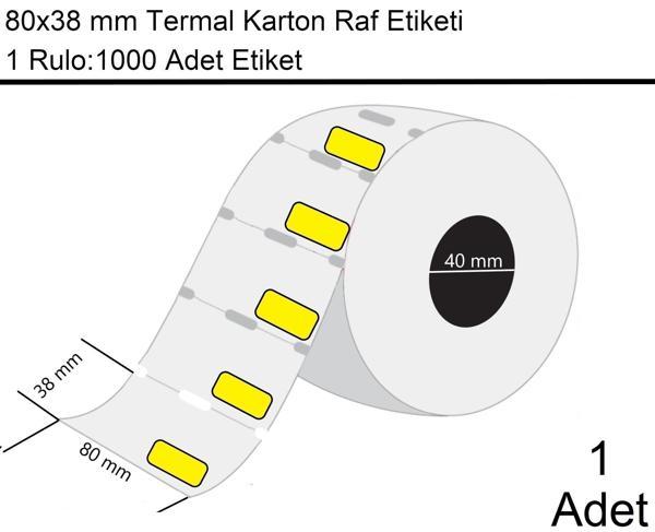 80x38 mm Karton Termal Raf Reyon Etiketi Sarı Fiyat Çerçeveli 1000'li Sarım 1 Rulo Etiket - Image 1