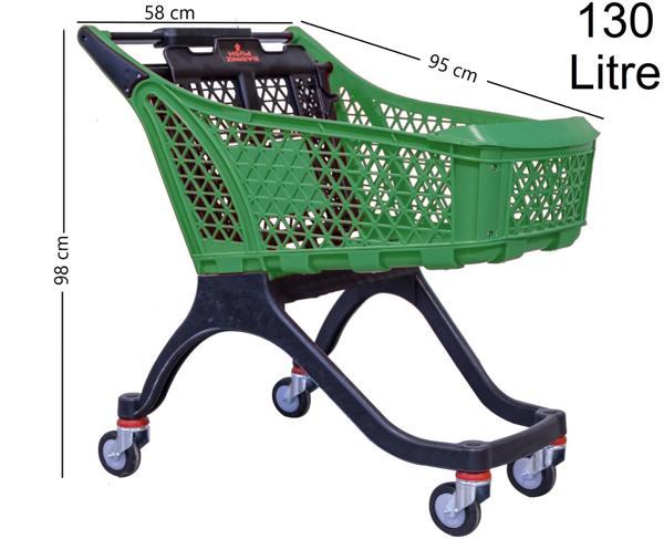 Kartal Plastik Market Alışveriş Arabası 130 Litre Yeşil - Image 1