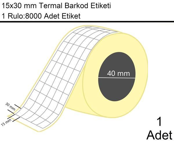 15x30 mm Termal 5'li Ürün Barkod Etiketi 8000'li Sarım 1 Rulo Etiket - Image 1