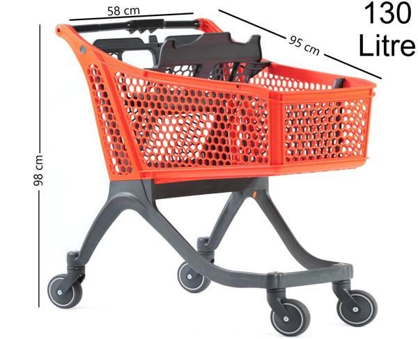 Kartal Plastik Market Alışveriş Arabası 130 Litre Turuncu - Image 1