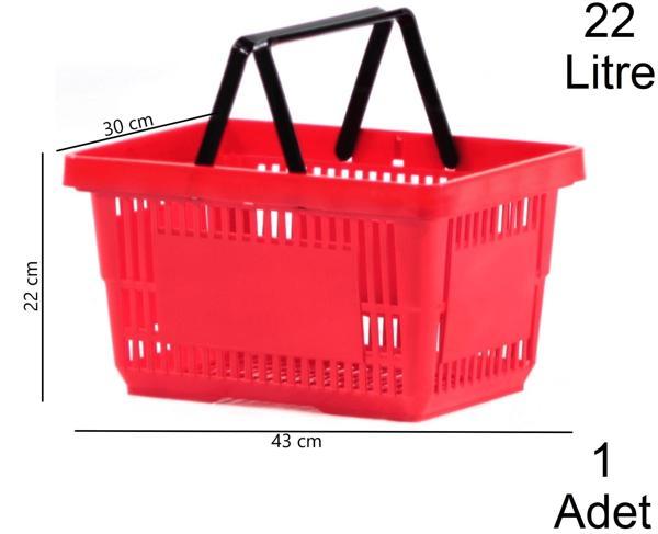 22 Litre Plastik Market Alışveriş El Sepeti Kırmızı 1 Adet - Image 1