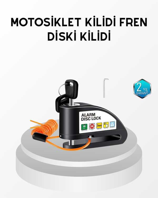 Anti Hırsızlık 110 dB Alarm Disk Fren Kilidi Suya Dayanıklı Çelik Güvenlik Kilidi - Image 1