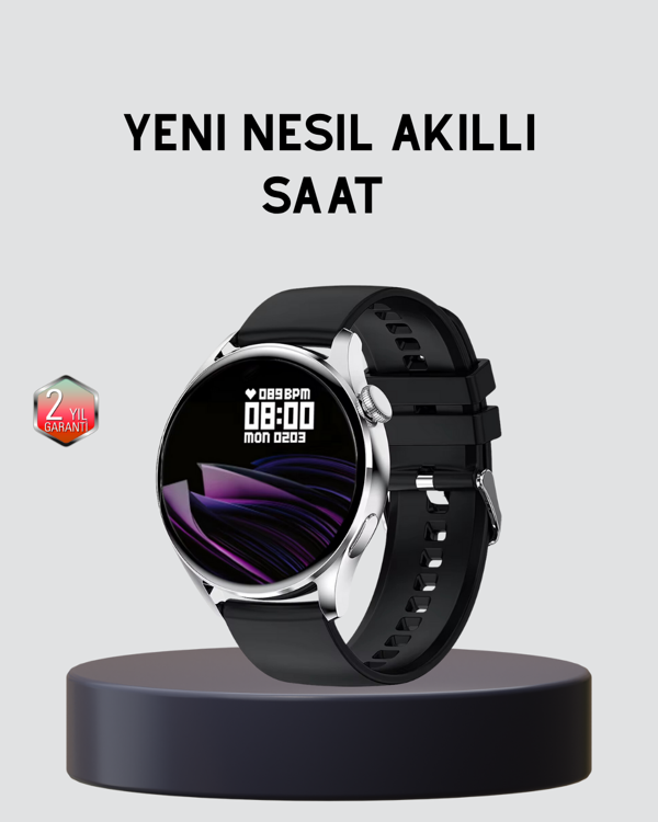 GPS’li Akıllı Saat 500 mAh Batarya Sesli Arama Bildirim Nabız Ölçer Spor Takipli - Image 1