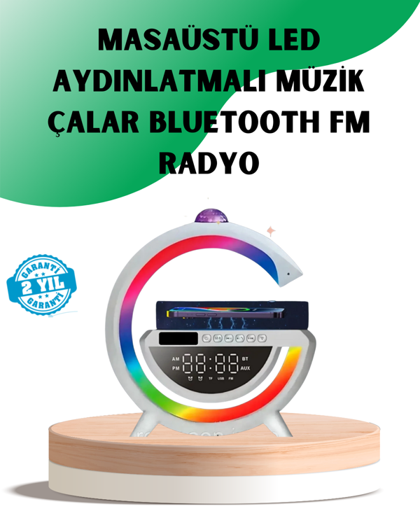 Aux TF Kart FM Destekli Dijital Saatli Kablosuz Şarjlı Hoparlör - Image 1
