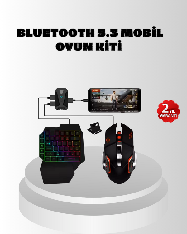 Mobil Gaming Oyun Seti 5in1 X8 Pro Çipset RGB Klavye Mouse Telefon Tutucu - Image 1