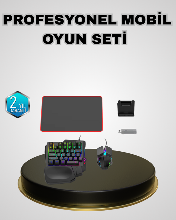 Mobil Gaming Set Klavye + Mouse + Dönüştürücü 5’li Paket Yüksek DPI Bluetooth - Image 1