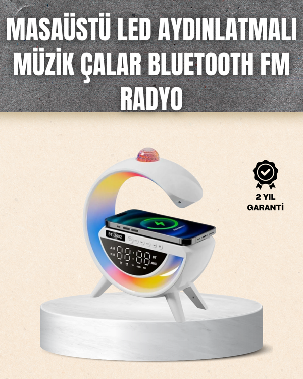 7 Ses Efektli RGB Işıklı FM Destekli Kablosuz Şarjlı Bluetooth Hoparlör - Image 1
