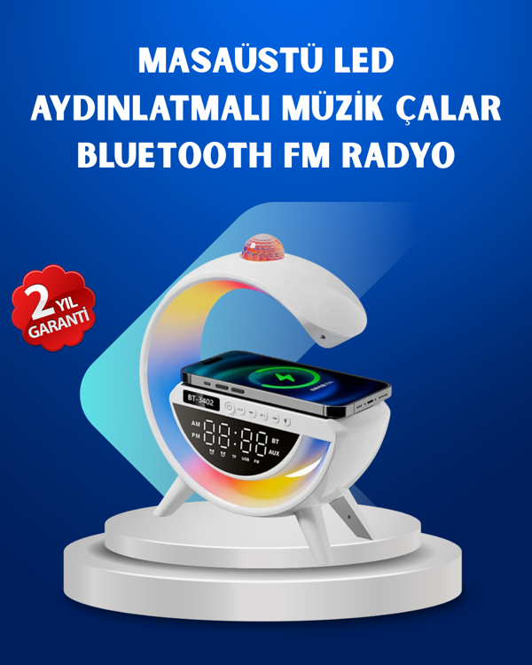 Kablosuz Şarjlı Dijital Saat RGB Işıklı Bluetooth Hoparlör Çok Fonksiyonlu - Image 1