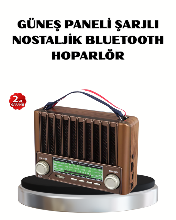 Solar Hoparlör Bluetooth FM AM SW Radyo Çok Fonksiyonlu Şarjlı - Image 1