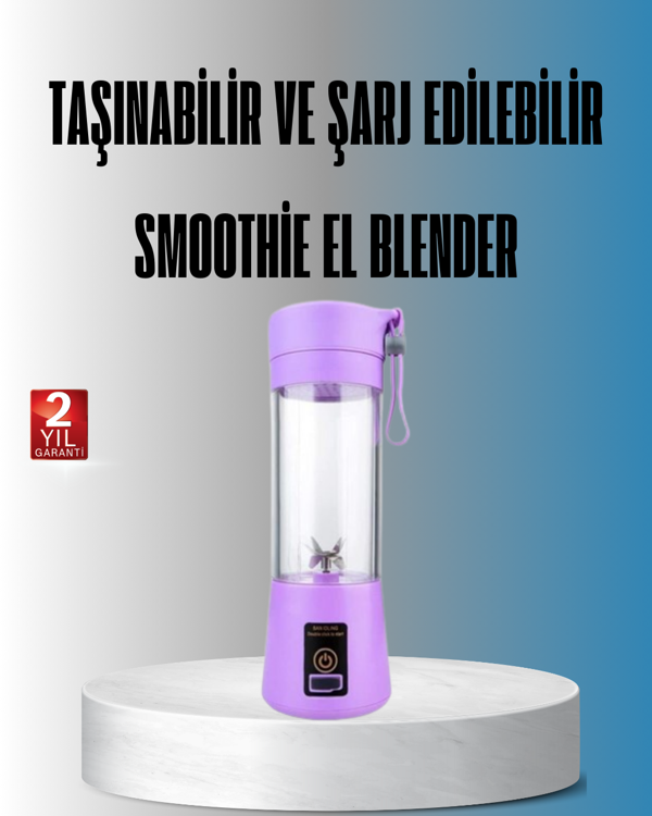 Şarjlı 380ml Portatif Smoothie Blender USB Mini Shake Yapıcı - Image 1