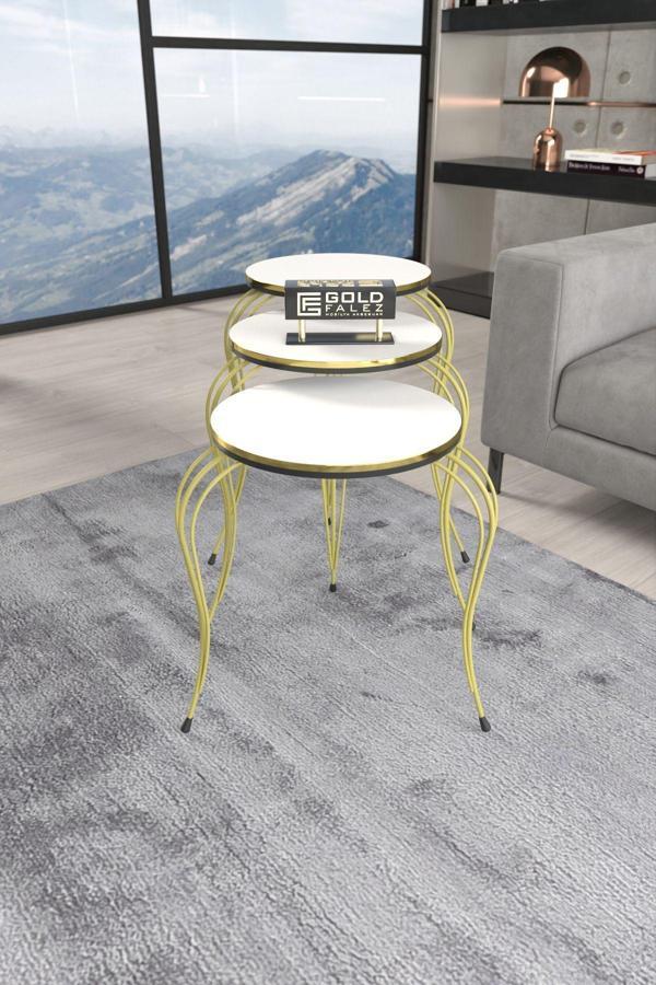 ZİGON SEHPA LÜKENS ÇİFT GOLD BEYAZ - Image 1