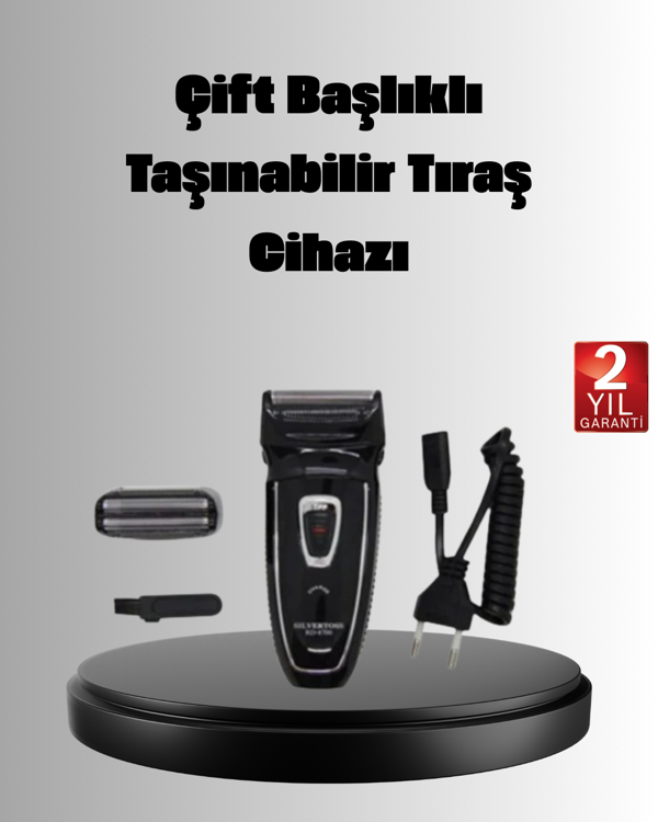 Şarjlı Kablosuz Tıraş Makinesi Çift Başlık Kuru Tıraş Ergonomik Taşınabilir - Image 1