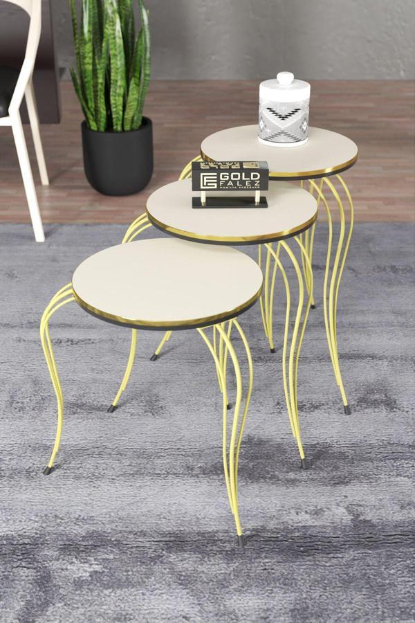 ZİGON SEHPA LÜKENS ÇİFT GOLD KREM - Image 1