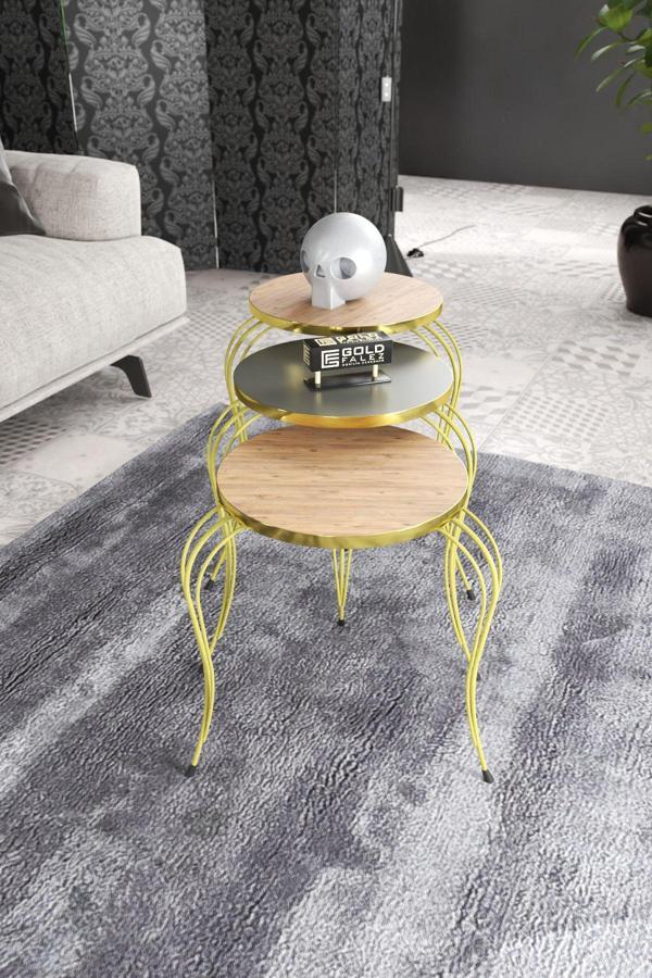 ZİGON SEHPA LÜKENS GOLD ANTRASİT CEVİZ - Image 1