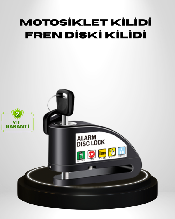 Titreşim Sensörlü Alarmlı Motosiklet Disk Kilidi 14mm Çelik Çift Kilitleme - Image 1