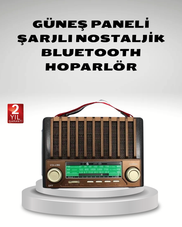 Taşınabilir Hoparlör Güneş Panelli Bluetooth USB SD FM AM SW Radyo - Image 1