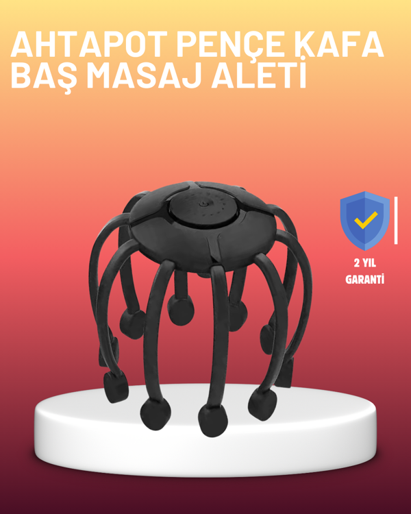 USB Şarjlı Kafa Masaj Aleti 3 Modlu 8 Başlıklı Stres Giderici - Image 1